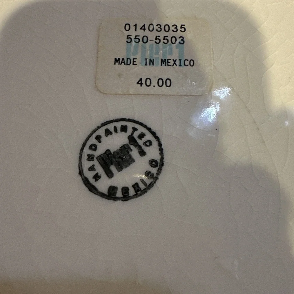 Pier 1 Imports Hand Painted Floral Ceramic Charger Plate Mexico 15.5in 550-5503